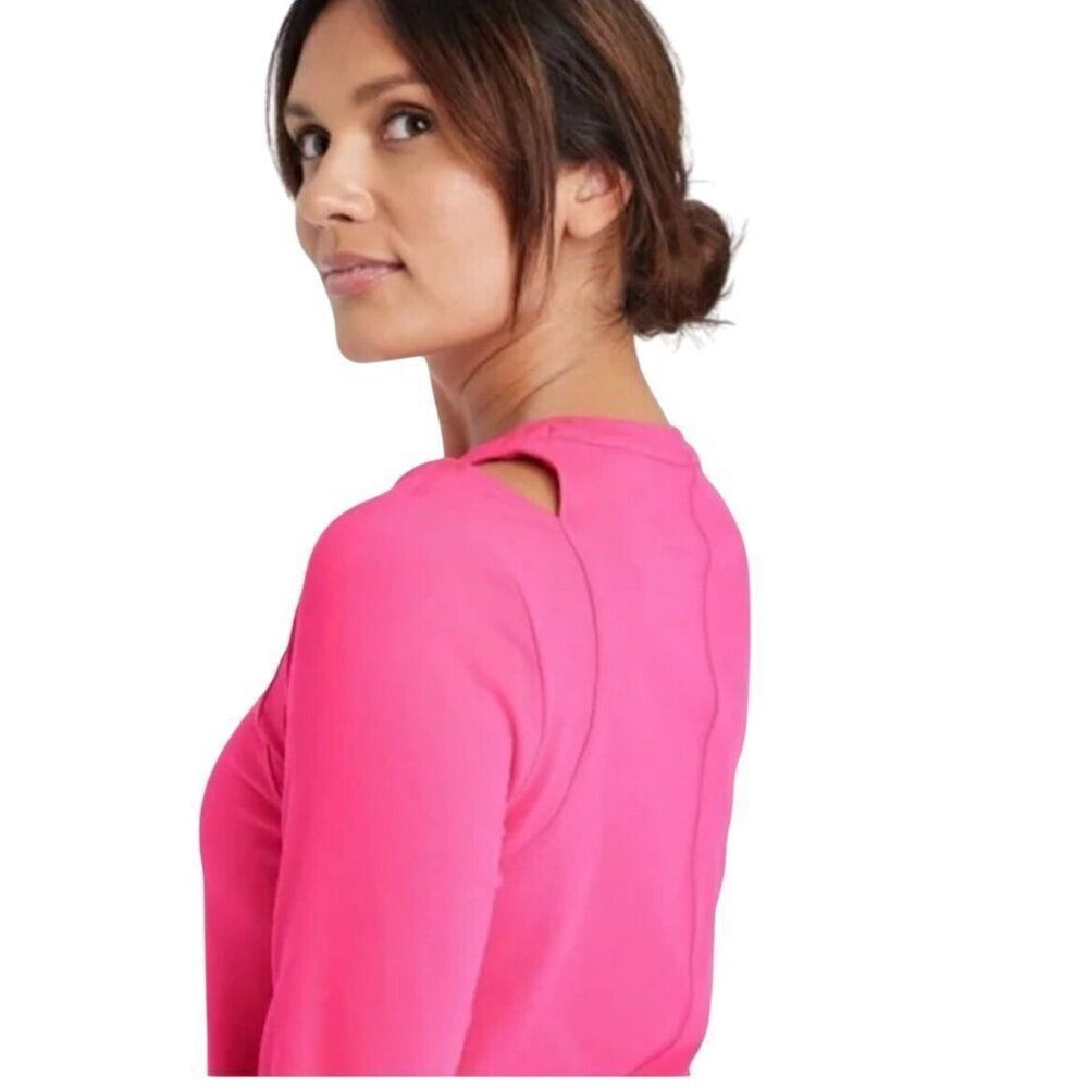 NWT ALL IN MOTION Cropped Long Sleeve Top S Cutout on Shoulder UV Protection - Picture 2 of 9